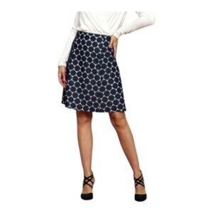 NEW Renee C Navy Maybell Lace Detail Pull On Elastic Waist Knee Length Skirt NWT